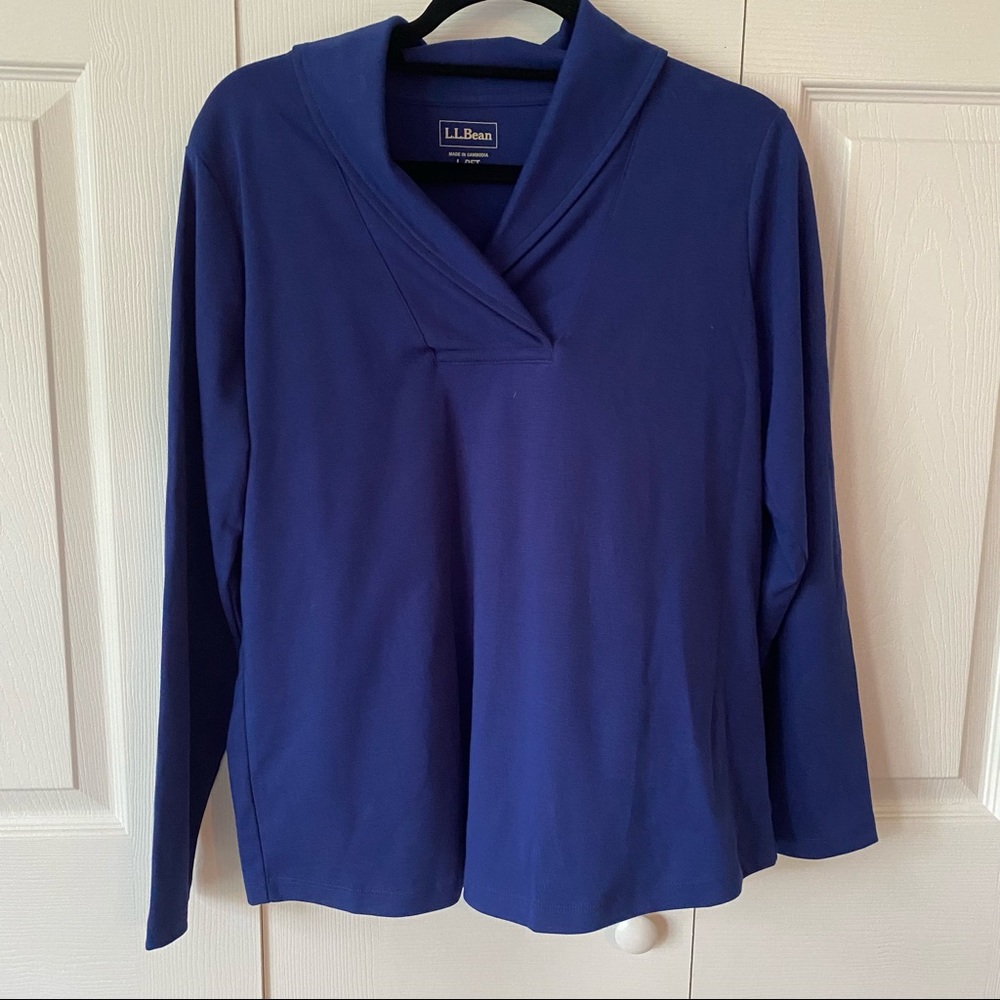 L.L.Bean long sleeve top shawl collar LP